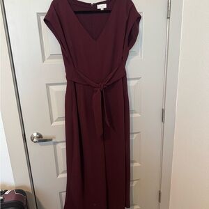 LOFT Maroon midi jumpsuit with Tie Waist